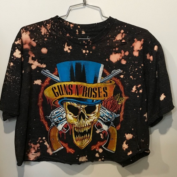 Gun N Roses Distressed Cropped Tee - Picture 5 of 6